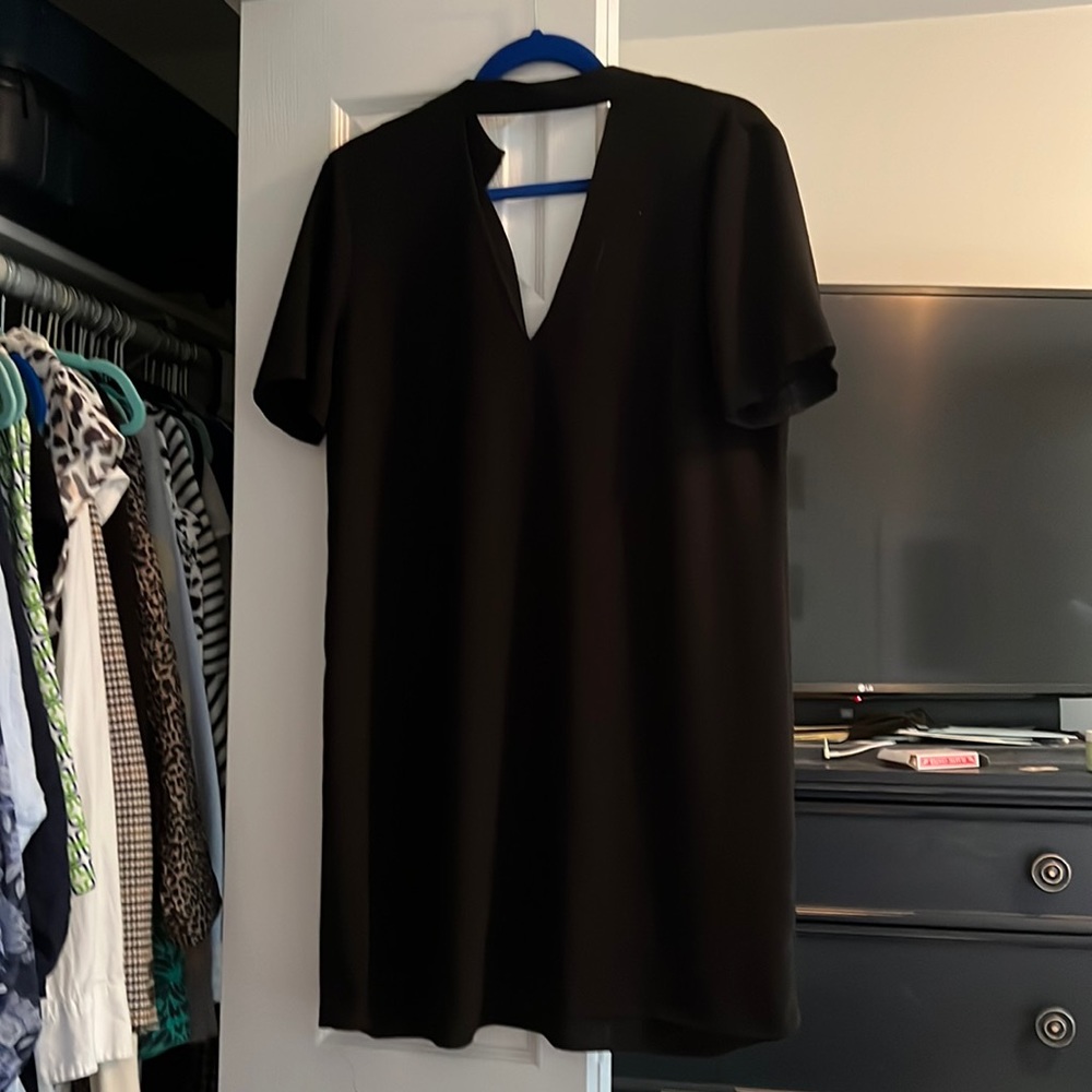 Zara black silk dress with cutoff